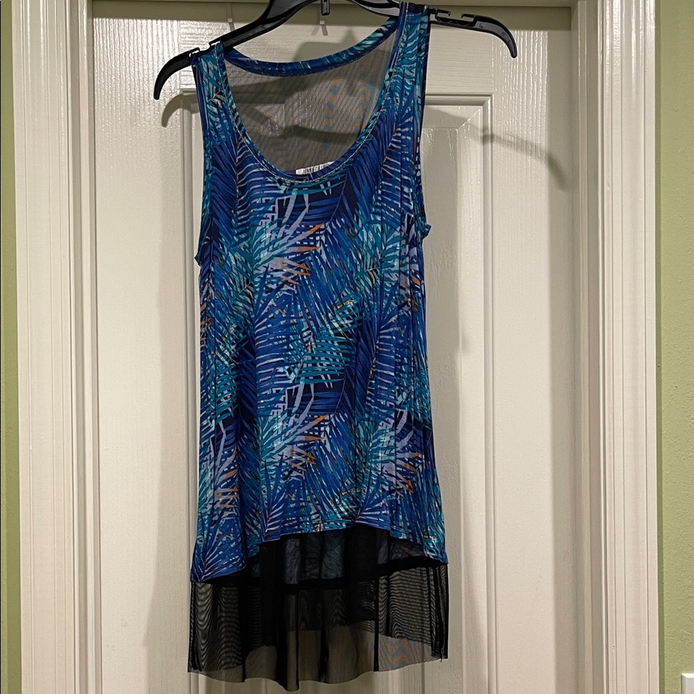 Jennifer Lopez Blue Tropical Print Tank Top
